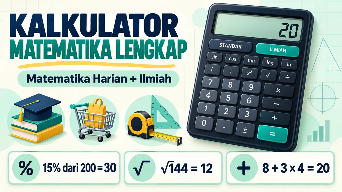 Kalkulator matematika lengkap dengan fungsi standar dan ilmiah